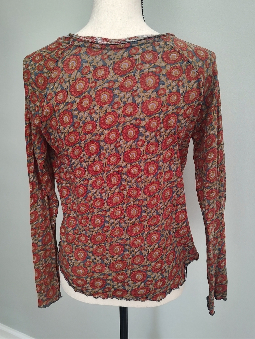 Natural Life Lily Floral Raglan Long Sleeve Cotton Top Cottage Boho M - Picture 7 of 9